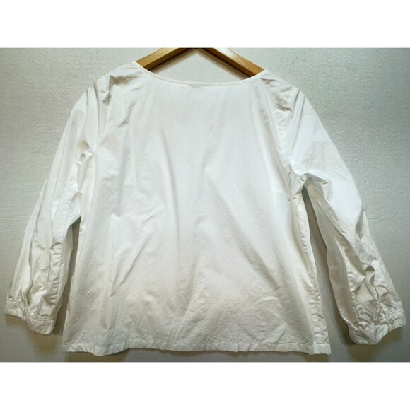 J.Crew Women's Cotton Poplin Peasant Top Lightweight Size M White Long Sleeve - Picture 2 of 8